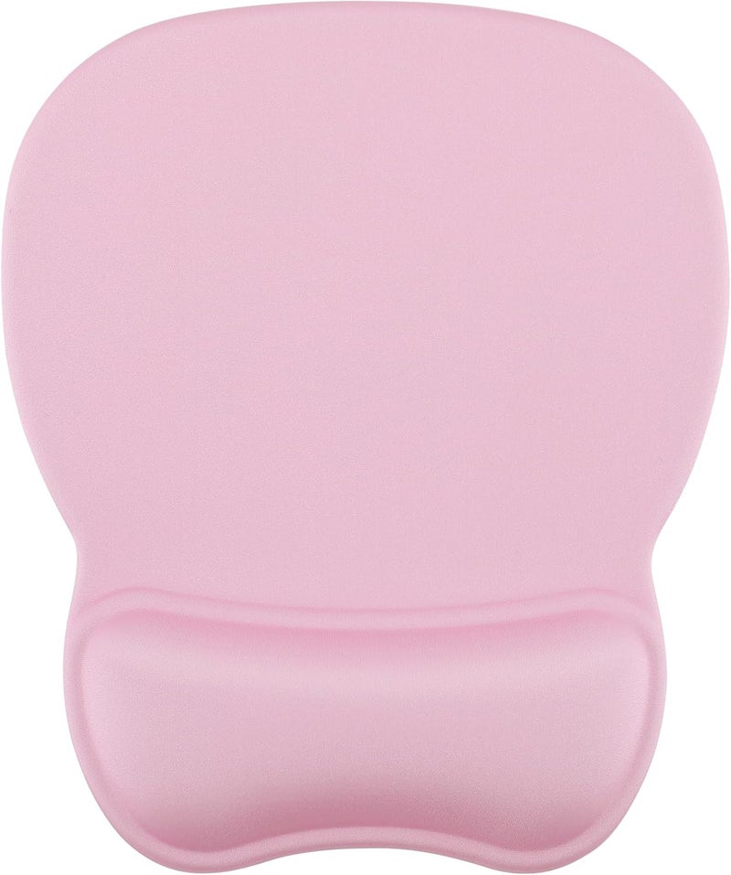 MROCO Ergonomic Mouse Pad with Gel Wrist Rest, 9.4 x 8.1 in, Pale Pink | Ergonomic Shape Design, Multiple Pattern Options, Gel Wrist Comfort, Smooth Lycra Surface, Non-Slip PU Base - Image 1
