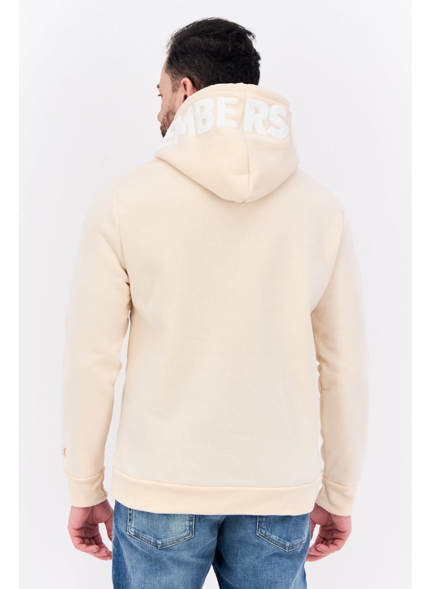 MEMBERS ONLY - Men Hooded Embroidered Long Sleeves Sweatshirt, Cream - Image 1