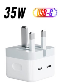 USB C Plug, 35W Dual USB C Fast Charger Plug Power Adapter for iPhone 15/14/14 Plus/Pro/ 14 Pro Max/ 13/12/ 11/ X/Samsung/Pad/Speaker/AirPods