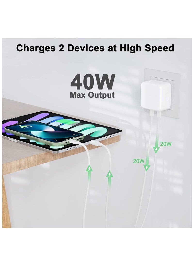 ELTRAZONE - USB C Plug, 35W Dual USB C Fast Charger Plug Power Adapter for iPhone 15/14/14 Plus/Pro/ 14 Pro Max/ 13/12/ 11/ X/Samsung/Pad/Speaker/AirPods - Image 1