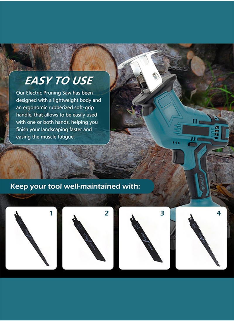 WAMIT Reciprocating Saw, 24V Power Tools Cordless Reciprocating Saw Combo Set with 2 Batteries and a Charger, 4 Saw Blades for Cutting Wood/Metal/PVC Pipes, Tools (Blue)  - Image 2