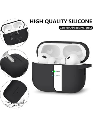 Soft Silicone Protective Case Cover for AirPods Pro 2/Pro with Cleaner Kit and Keychain(Black) - view 4