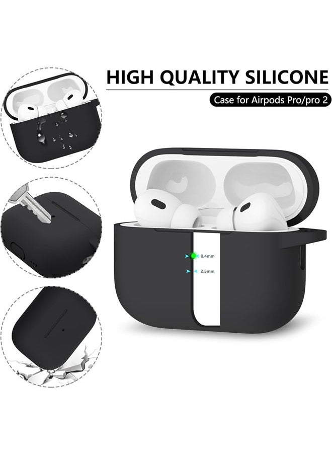 SJet Soft Silicone Protective Case Cover for AirPods Pro 2/Pro with Cleaner Kit and Keychain(Black)  - Image 4