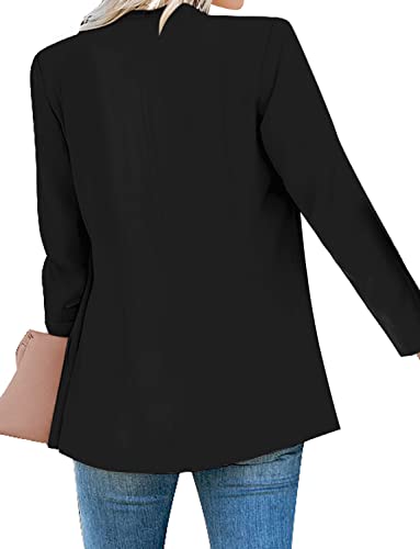 luvamia Women's Long Blazer Jacket Casual Notched Lapel One Button Work Office Blazer Jacket Suit Black Size Large (Fits US 12-14) - Image 2