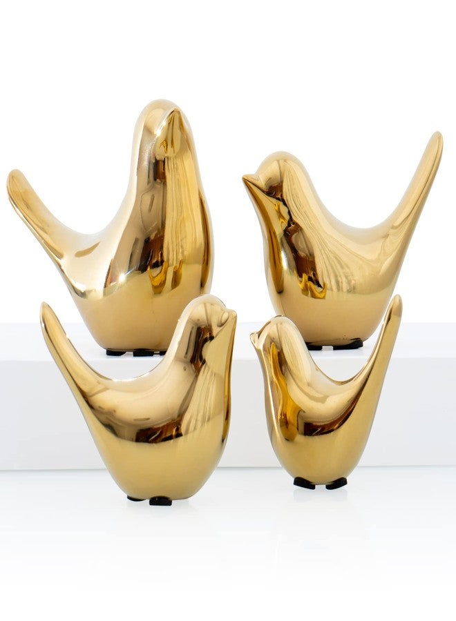 Notakia Small Animal Statues Home Decor Modern Style Birds Decorative Ornaments for Living Room, Bedroom, Office Desktop, Cabinets (Gold 4Pcs Birds) - Image 1