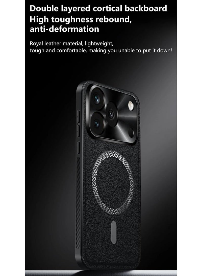 general Magnetic Case Compatible with Honor 600 Pro, Leather Case with Camera Lens Protection, Drop-Proof and Shock-Resistant Back Cover, Supports Wireless Charging - Image 5