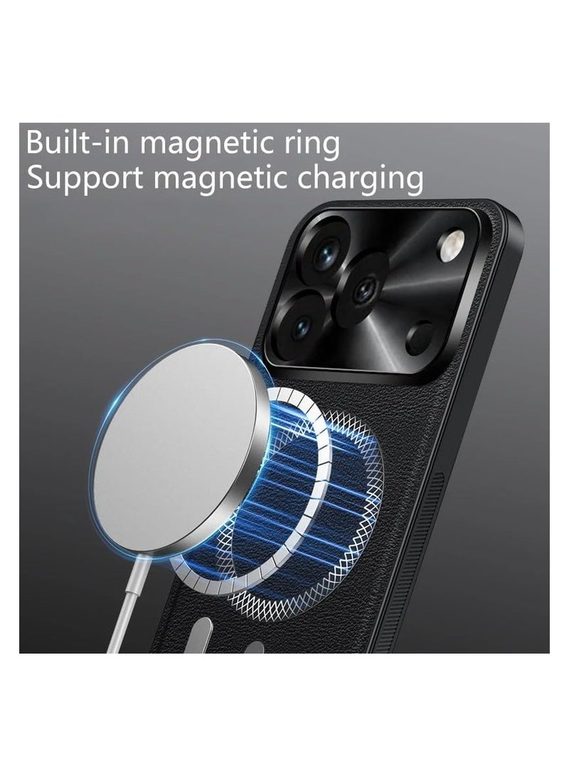 general Magnetic Case Compatible with Honor 600 Pro, Leather Case with Camera Lens Protection, Drop-Proof and Shock-Resistant Back Cover, Supports Wireless Charging - Image 2
