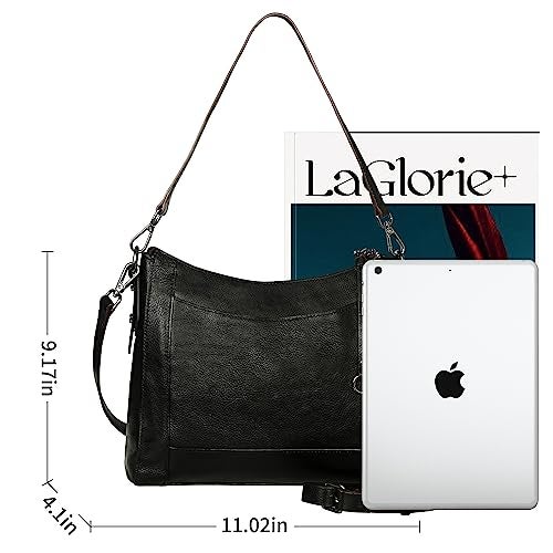 Iswee Retro Leather Crossbody Bags for Women Shoulder Bag Purse and Handbag Hobo Ladies Vintage Work Bag(Black) - Image 3