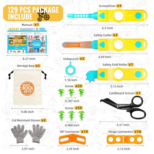 spring flower SpringFlower Cardboard Cutter for Kids 129 PCS Cardboard Tools for Kids STEM Educational Construction Kit Toys for Boys Girls DIY Safe Cutting Creative Craft Kit Gift Birthday for Boys Girls - Image 5