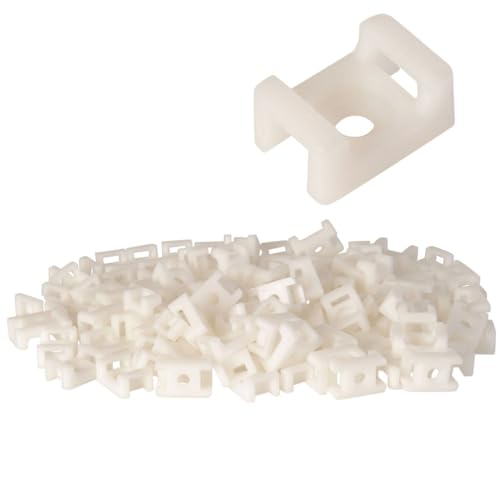 GTSE 100 Pack Of White/Clear Screw Mounts, Zip Ties Up To 0.2" Wide, Saddle Type Zip Tie Anchors - Image 1