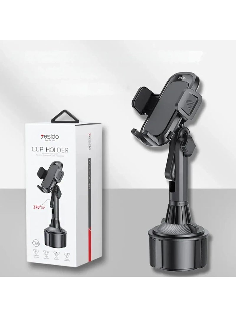 Yesido C195 Mobile Phone Holder Cup Mount Tightly Grip Design 360 Rotational Adjustable Car Cup Holder - Black - Image 4