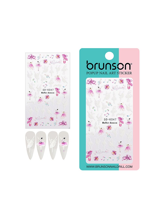 brunson 5D Flower Decals Exquisite Self Adhesive Nail Art Decoration Stickers 5D-k47