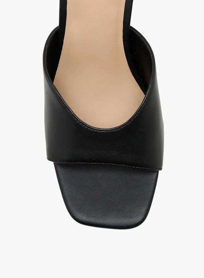 Flora Bella By Shoexpress Solid Slip-On Sandals with Flared Heel