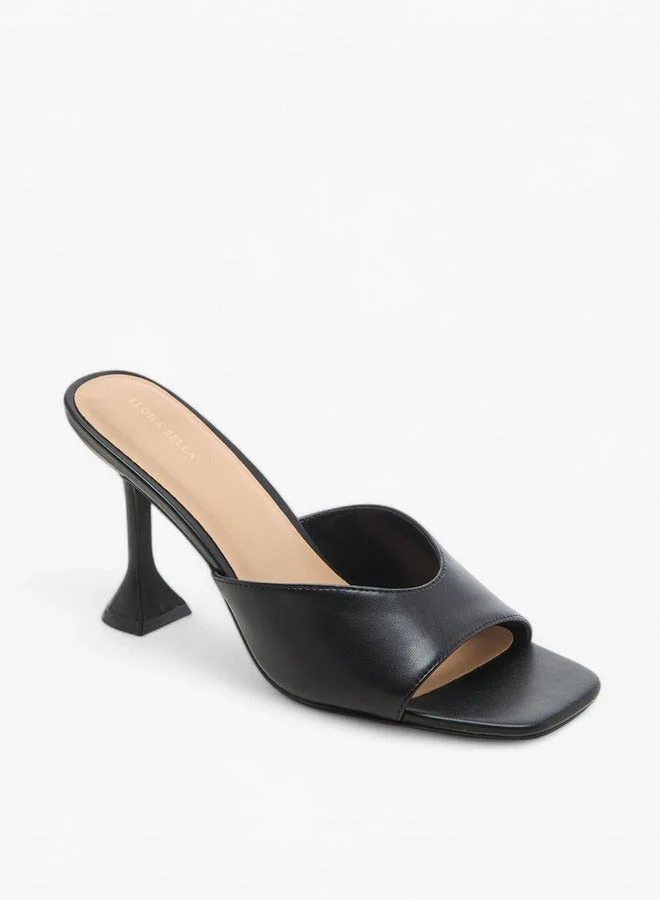 Flora Bella By Shoexpress Solid Slip-On Sandals with Flared Heel