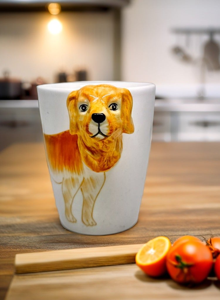 سولاري أكواب قهوة من السيراميك المطلي يدويًا على شكل حيوان ثلاثي الأبعاد سعة 400 مل مع شخصية حيوانية مطبوعة متنوعة جيدة للشاي والقهوة والحليب والهدية المثالية للأطفال والمراهقين (المسترد الذهبي) - Image 2