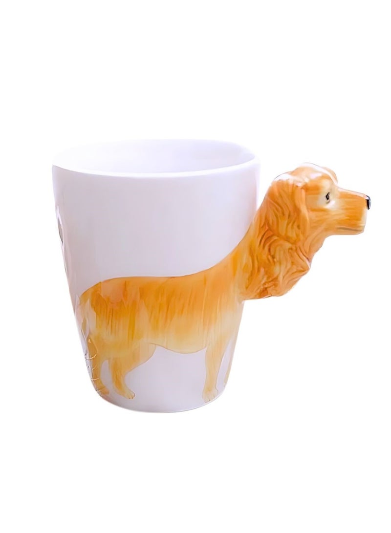 سولاري أكواب قهوة من السيراميك المطلي يدويًا على شكل حيوان ثلاثي الأبعاد سعة 400 مل مع شخصية حيوانية مطبوعة متنوعة جيدة للشاي والقهوة والحليب والهدية المثالية للأطفال والمراهقين (المسترد الذهبي) - Image 1