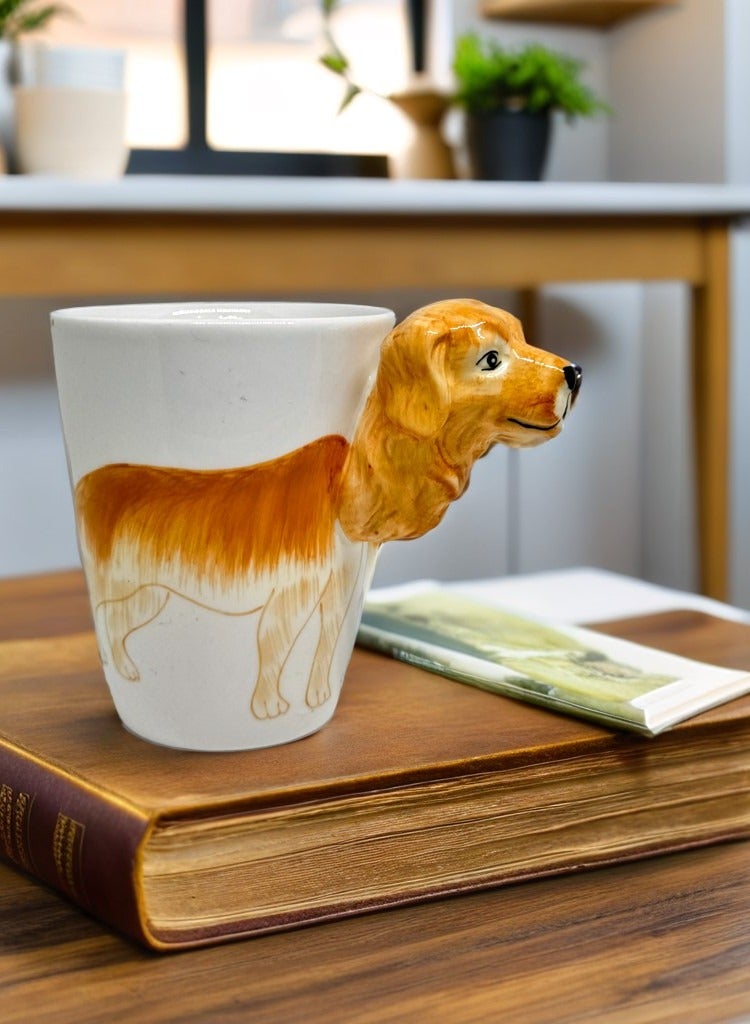 سولاري أكواب قهوة من السيراميك المطلي يدويًا على شكل حيوان ثلاثي الأبعاد سعة 400 مل مع شخصية حيوانية مطبوعة متنوعة جيدة للشاي والقهوة والحليب والهدية المثالية للأطفال والمراهقين (المسترد الذهبي) - Image 3