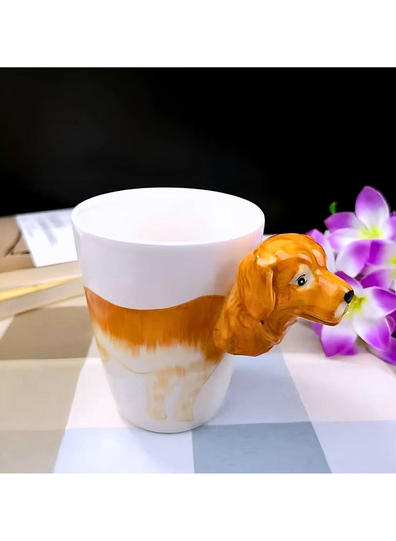 سولاري أكواب قهوة من السيراميك المطلي يدويًا على شكل حيوان ثلاثي الأبعاد سعة 400 مل مع شخصية حيوانية مطبوعة متنوعة جيدة للشاي والقهوة والحليب والهدية المثالية للأطفال والمراهقين (المسترد الذهبي) - Image 5