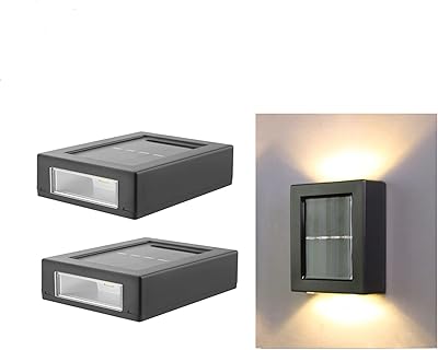 cakuuma cakuuma 2 LED Solar Wall Light UP and Down Illuminate Outdoor Sunlight Sensor Lamp IP65 Waterproof Modern Nordic Style  - Image 1