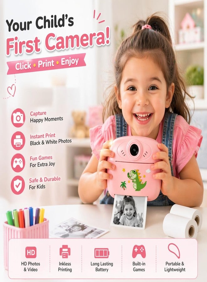 Casaquin PJ1 Kids Instant Print Camera | HD Digital Camera with Inkless Printing | Fun Toy Camera with Games | 2 Paper Rolls Included, Multicolor (Color Subject to Availability) - Image 2
