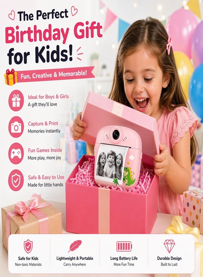 Casaquin PJ1 Kids Instant Print Camera | HD Digital Camera with Inkless Printing | Fun Toy Camera with Games | 2 Paper Rolls Included, Multicolor (Color Subject to Availability) - Image 5