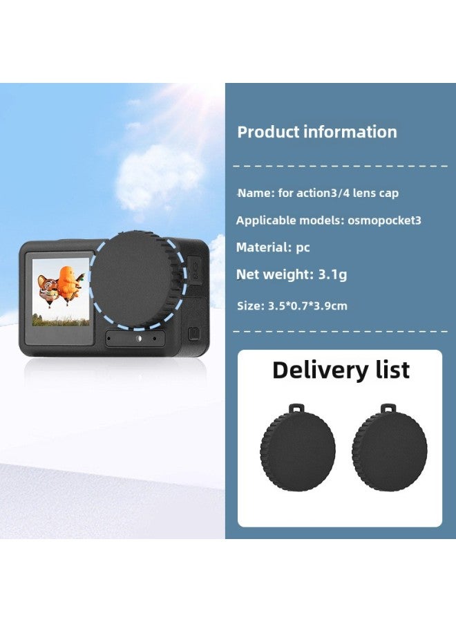 Generic Applicable To Dajiang OSMO ACTION4 Lens Cover ACTION3 Sports Camera Silicone Protective Cover Cover Accessories-Color:OSMO ACTION 4/3 Lens Cap (2 Pack)  - Image 1