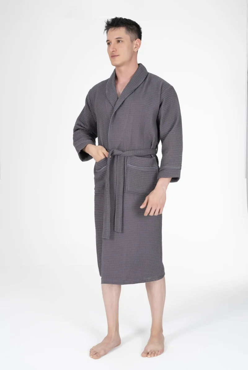 Varol Kaos Series Shawl Collar Pique Bathrobe Dressing Gown