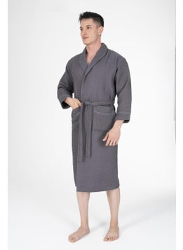 Varol Kaos Series Shawl Collar Pique Bathrobe Dressing Gown  - Image 3