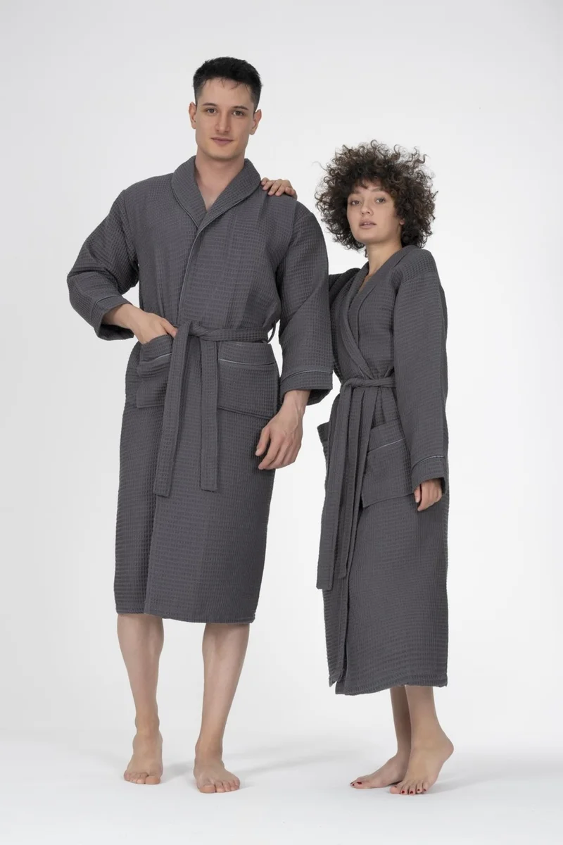 Varol Kaos Series Shawl Collar Pique Bathrobe Dressing Gown