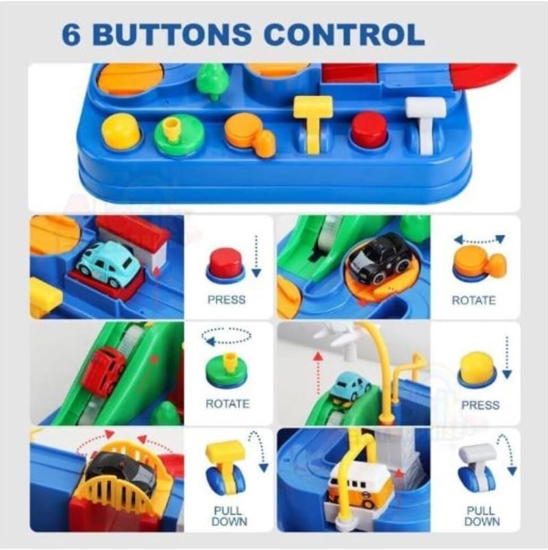 SHAHNARO Adventure Car Toys for Boys and Girls – Race Track Toy Set with 6 Buttons, 4 Cars, and 8 Challenges | Kids Car Toy Gift for Ages 3+ | Fun Educational Toys for Boys Toddlers - Image 5