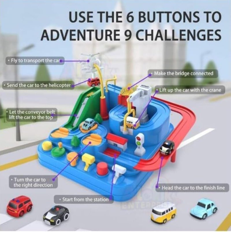SHAHNARO Adventure Car Toys for Boys and Girls – Race Track Toy Set with 6 Buttons, 4 Cars, and 8 Challenges | Kids Car Toy Gift for Ages 3+ | Fun Educational Toys for Boys Toddlers - Image 3