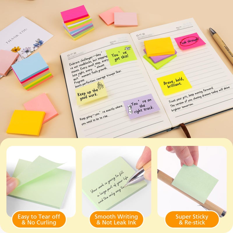 NEOACT (60 Pack) Sticky Notes 1.5x2 Inches, 12 Bright Colors Self-Stick Note Pads Premium Mini Sticky Notes, Bulk Sticky Notes Pads for School, Office, Home - Image 4