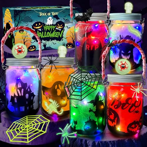 RBONIGHT 6PCS Halloween Lantern Craft Kit Craft for Kids Age 68812 DIY Decorations Art Project Creative Activities for Party Halloween Toys for Basket Stuffers Gifts - Image 1