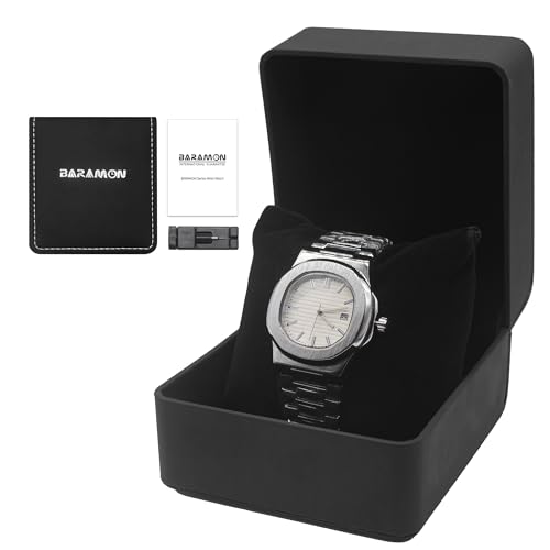 BARAMON Wrist Watches for Men, Nautilus Stainless Steel Quartz Movement Date Luxury Style Men's Luminous Hands Casual Business Watches - Image 4