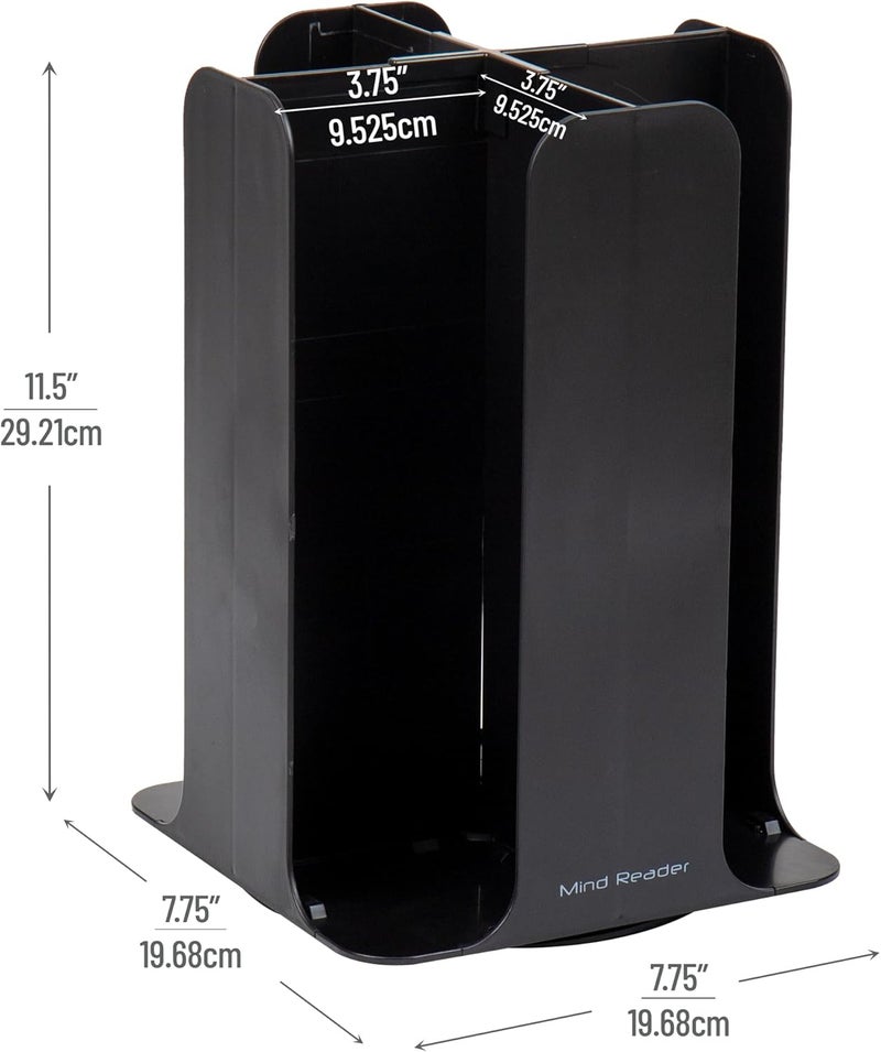 Mind Reader Cup and Lid Carousel, Countertop Org, Coffee Bar, Beverage Cup Holder, Plastic, 7.75"L x 7.75"W x 11.5"H, Black - Image 3