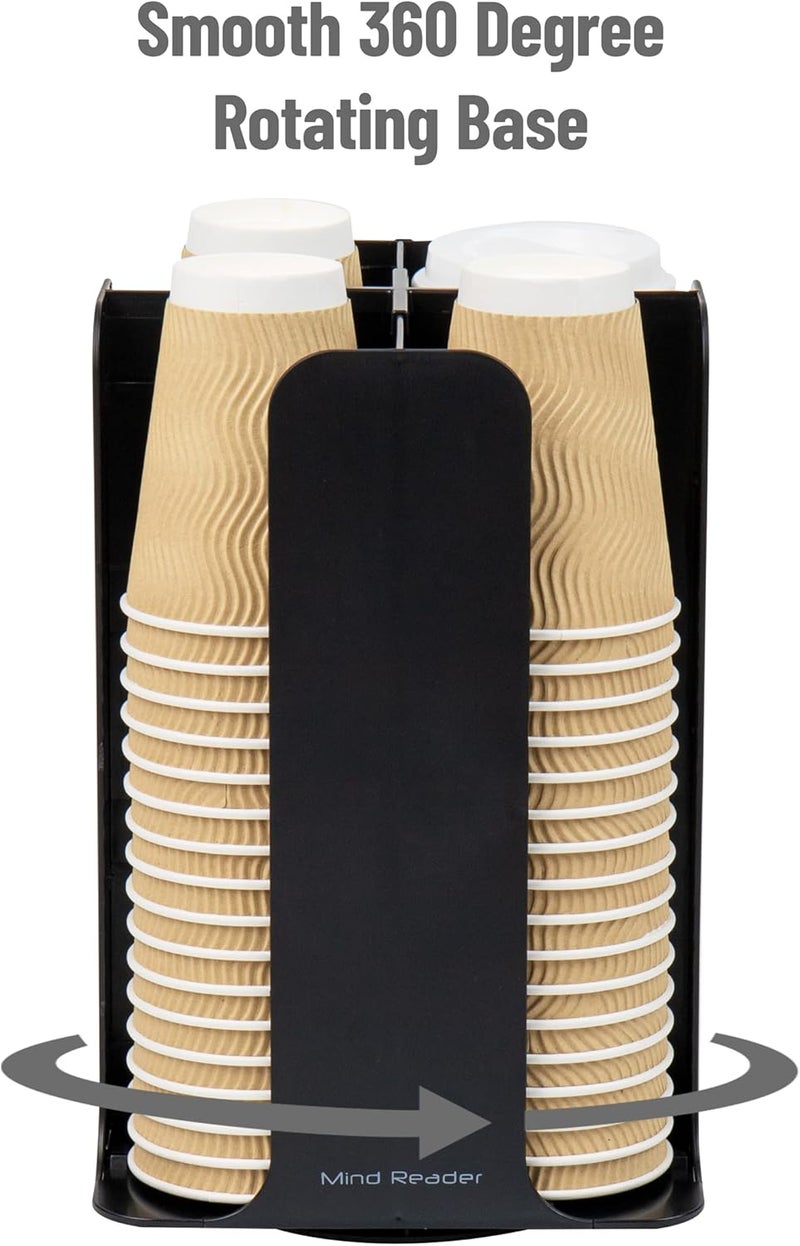 Mind Reader Cup and Lid Carousel, Countertop Org, Coffee Bar, Beverage Cup Holder, Plastic, 7.75"L x 7.75"W x 11.5"H, Black - Image 4