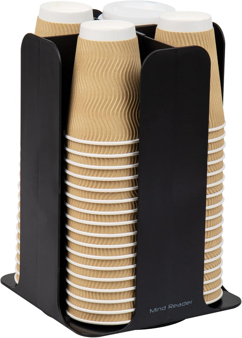 Mind Reader Cup and Lid Carousel, Countertop Org, Coffee Bar, Beverage Cup Holder, Plastic, 7.75"L x 7.75"W x 11.5"H, Black - Image 1