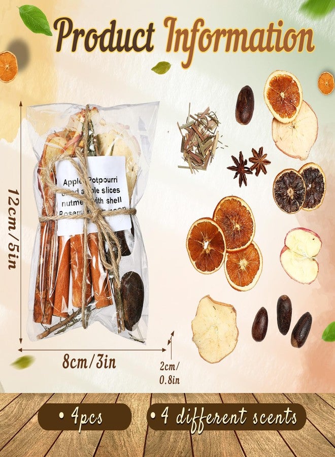 Siifert 4 Pack Christmas Stovetop Potpourri Xmas Simmer Pot Kit Dried Orange Apple Pieces Potpourri Simmer Pot Room Air Freshener Sachet Botanical Catchall Bowl Filler Decor for Holiday Xmas Decor - Image 2