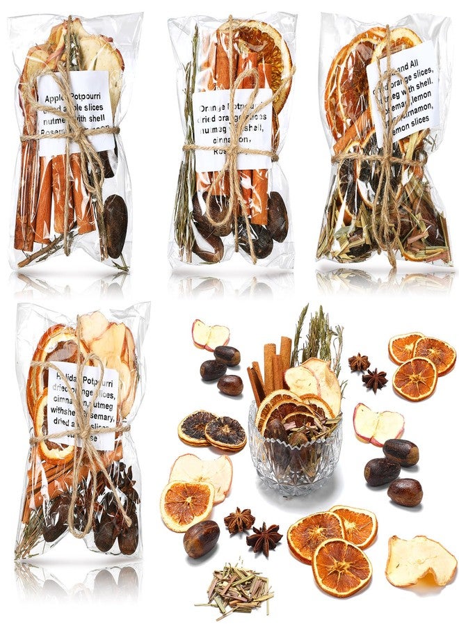 Siifert 4 Pack Christmas Stovetop Potpourri Xmas Simmer Pot Kit Dried Orange Apple Pieces Potpourri Simmer Pot Room Air Freshener Sachet Botanical Catchall Bowl Filler Decor for Holiday Xmas Decor - Image 1