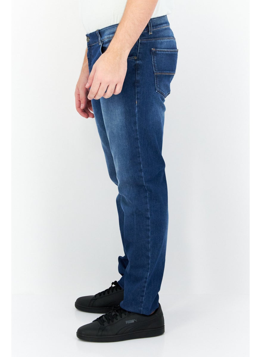 TRUSSARDI JEANS Men Regular Fit Wash Stretchable Denim, Navy Blue  - Image 3