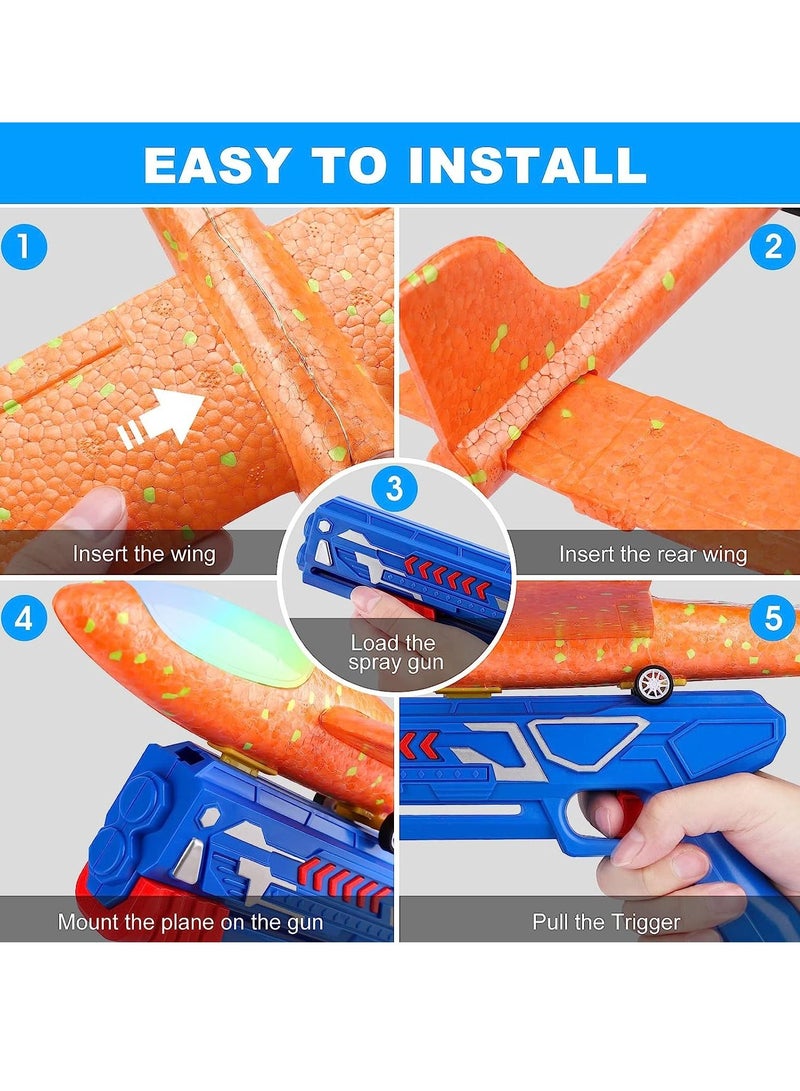 MIXDE 3 Pack Airplane Launcher Toys  2 Flight Modes LED Foam Glider Catapult Plane Toy for Boys  Outdoor Flying Toys Birthday Gifts for Boys Girls 4+ Year Old - Image 5