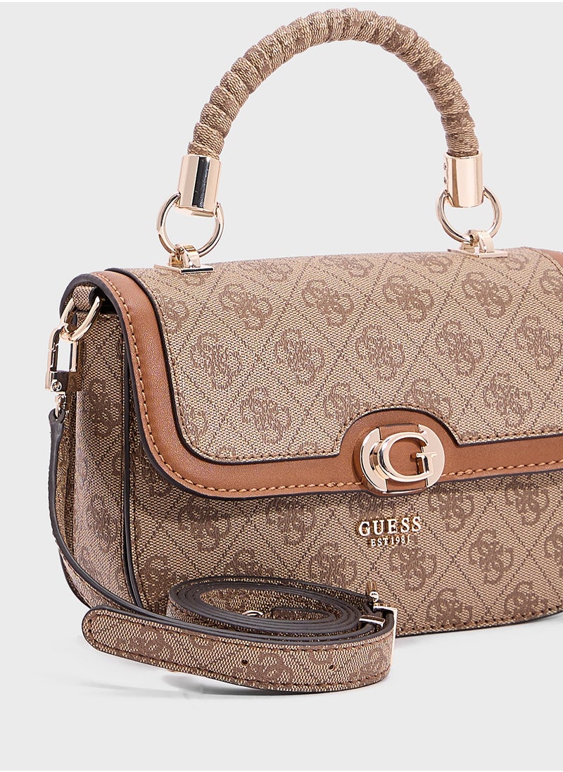 GUESS Orlina Logo Top Handle Flap Satchel  - Image 4