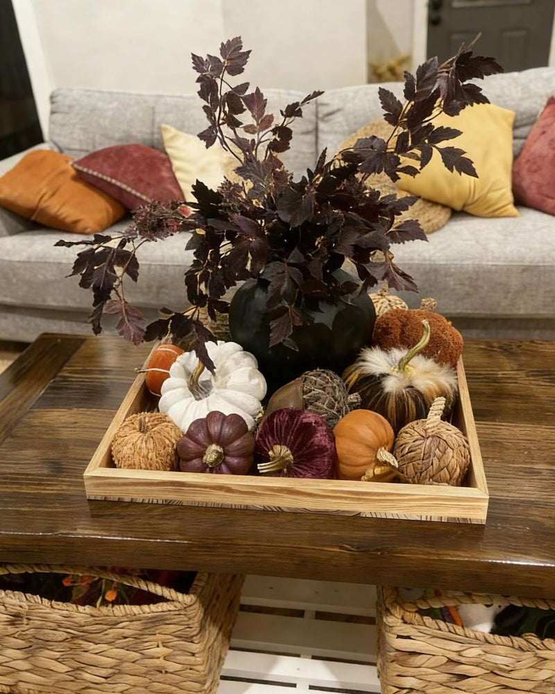 Gurfuy Square Ottoman Table Tray 24" - Rustic Wooden Serving Tray for Farmhouse Decorative Oversized Coffee Table Trays Living Room Kitchen Counter Breakfast Nature - Image 3