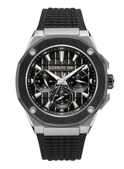CERRUTI 1881 Men's Cerruti 1881 Razzuolo Multifunction Watch for Men - Black Gradient Dial, Black Silicone Strap