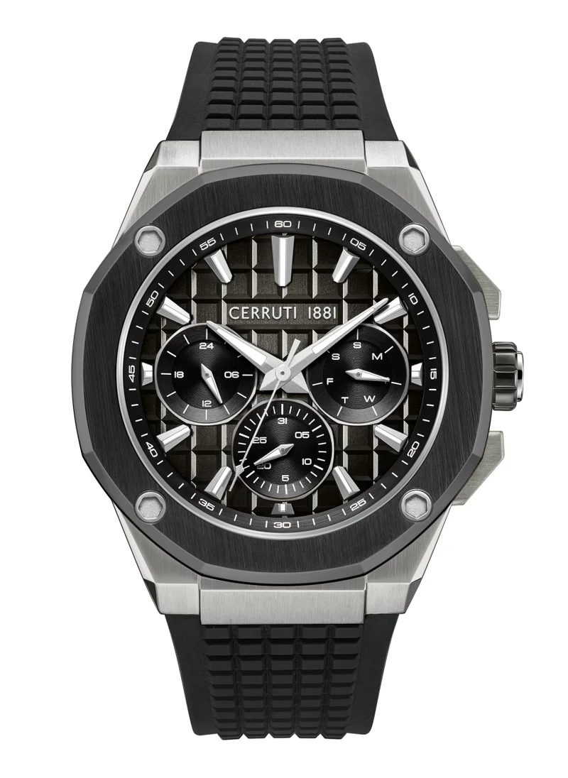 CERRUTI 1881 Cerruti 1881 Razzuolo Multifunction Watch for Men - Black Gradient Dial, Black Silicone Strap