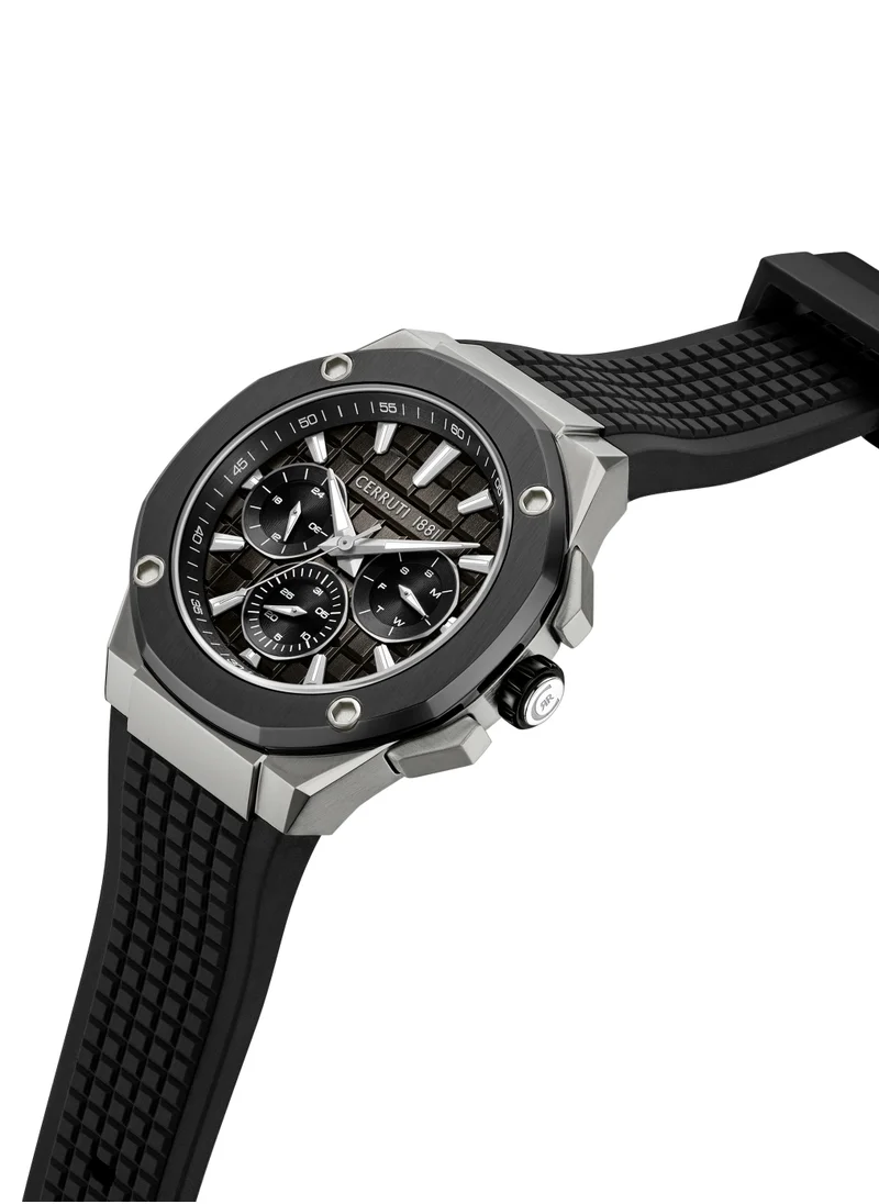 CERRUTI 1881 Cerruti 1881 Razzuolo Multifunction Watch for Men - Black Gradient Dial, Black Silicone Strap