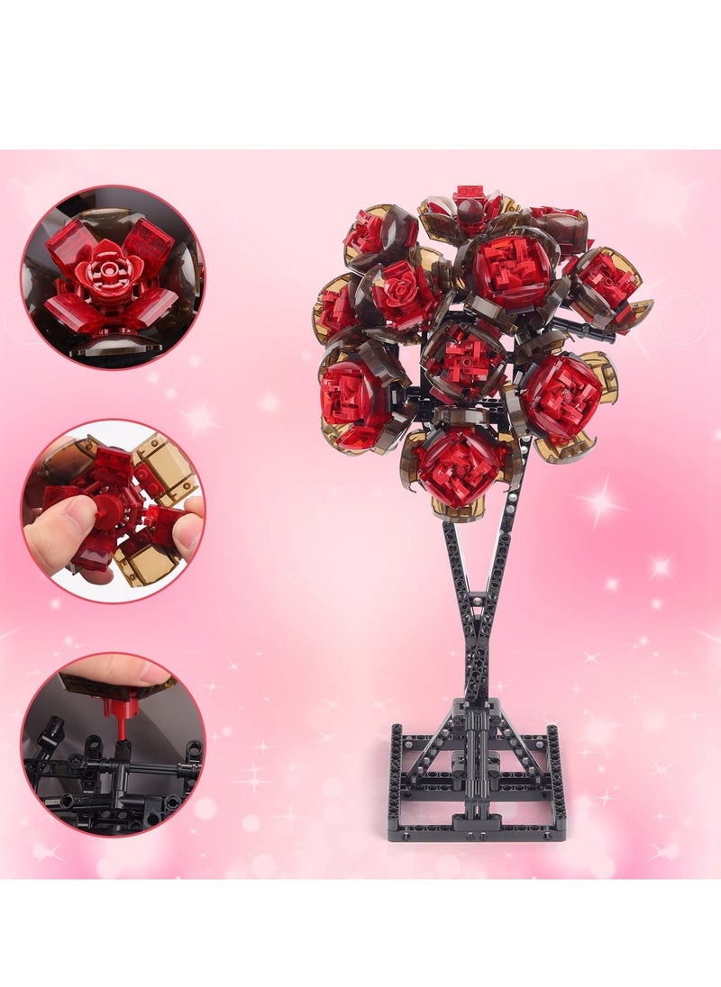 Flower Bouquet Building Block Kits Artificial Flowers Botanical Collection Building Block Mini Toys for DIY Gift Rose Decoration  - Image 2