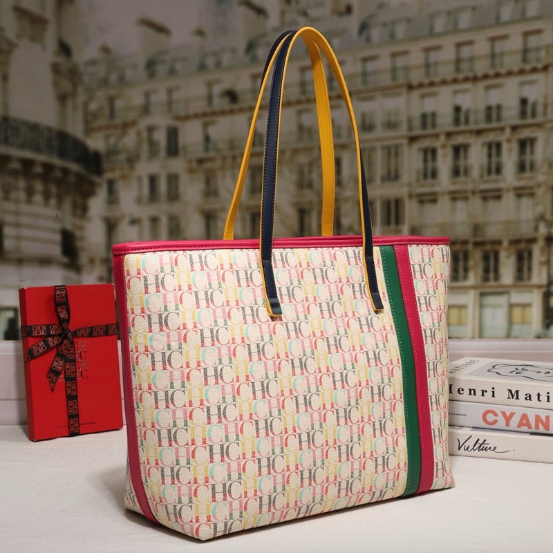 Chhc Women'S Large Capacity Design Handbag Printed Pattern Zipper Style Shoulder Tote Bag - Image 3