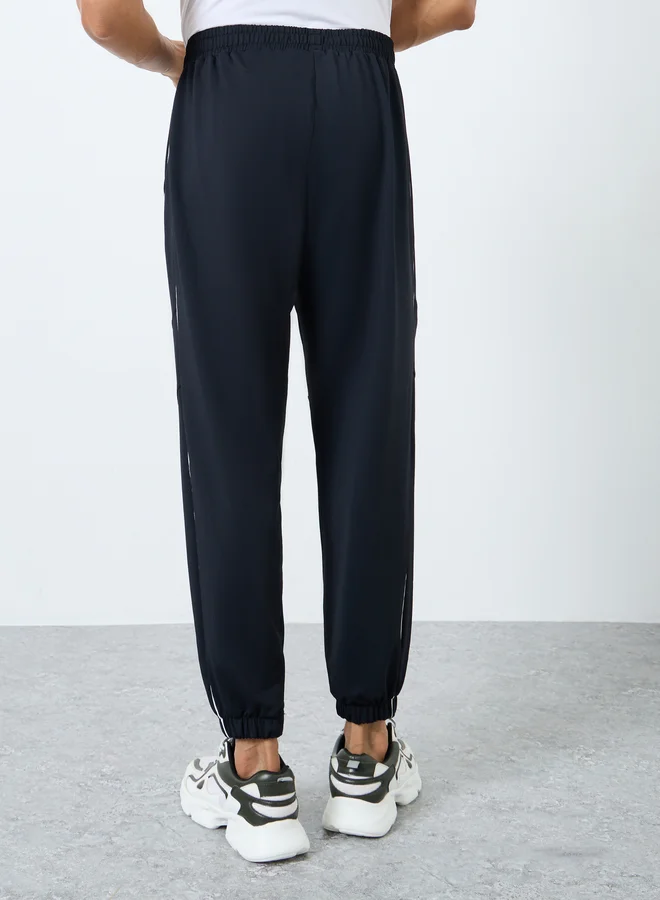 ستايلي Styli Men Black Track Pants with Side Piping Detail