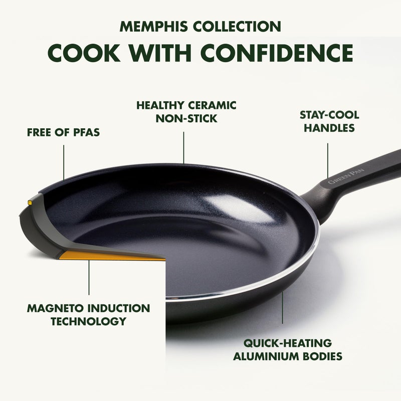 GreenPan Memphis Nonstick Frying Pan Healthy Ceramic, Black (30 CM) - Image 4